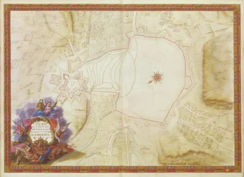 Ms. 988, Vol.3 fol.7 Plan i plan miasta, cytadeli i okolic Amiens, z 